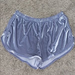 purple velvet shorts